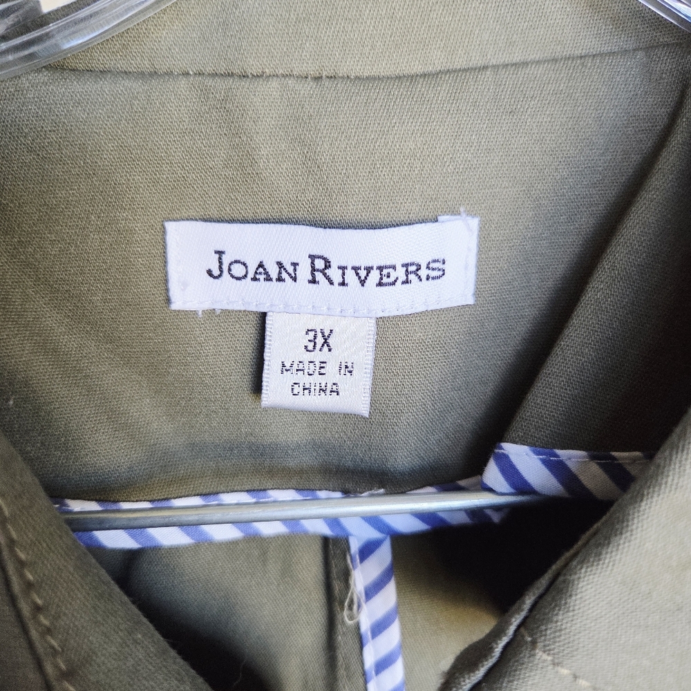 Joan Rivers Double Breasted Olive Colored Trench Coat Size-3X - Picture 7 of 11
